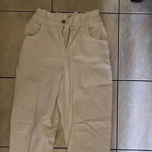 Zara white paperbag mom jeans